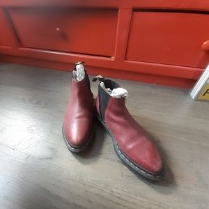 Cherry Red Leather Doc Martens Chelsea Boots